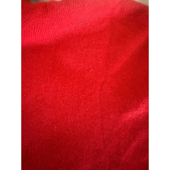 Talbots Red Cashmere Sweater Size M Turtleneck Cable Knit Holiday Quiet Luxury - Picture 6 of 8